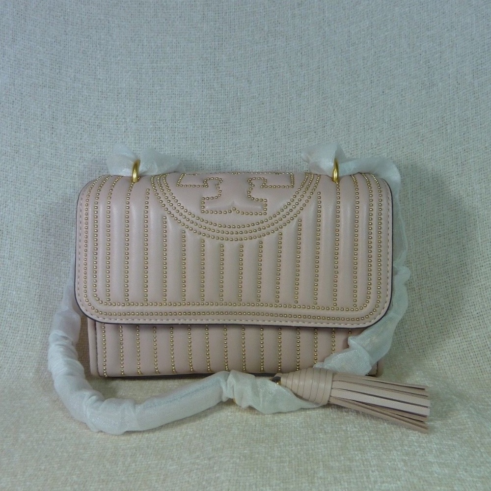 Tory Burch Fleming Shell Pink Mini Stud Small Con… - image 2